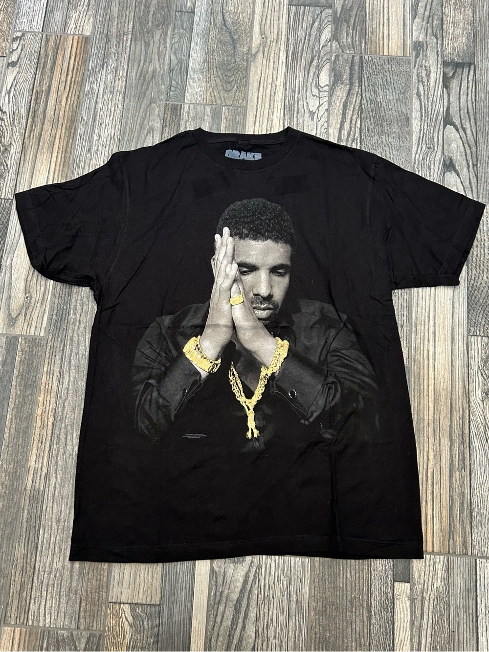 👁️ Official Drake Black Graphic T-Shirt 2012 Tour Rap Tee Praying Hands Large